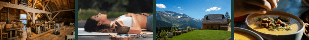 Retraite bien-être immersive en Haute-Savoie au Gîte du Passant avec hébergement, relaxation, repas maison et vue montagne.